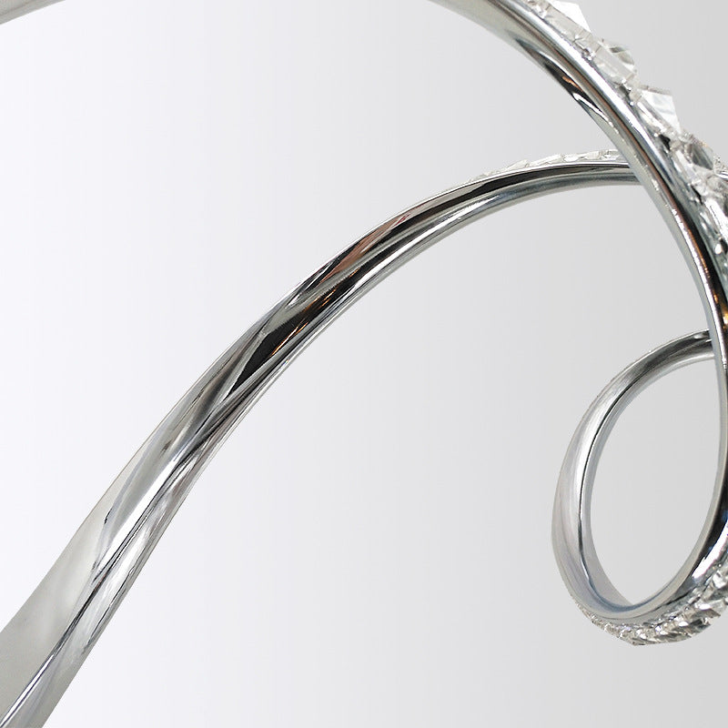 Modern Crystal Led Chandelier: Twist Hanging Pendant Lighting For Dining Room In Chrome Warm/White