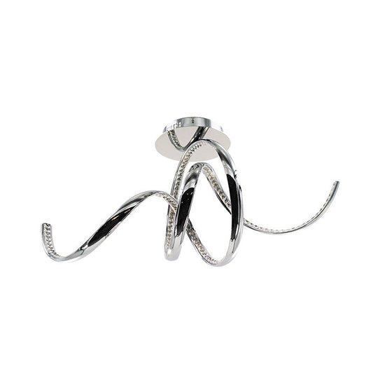 Chrome LED Ceiling Fixture with Crystal Twist Design and Dual Lighting (Warm/White)