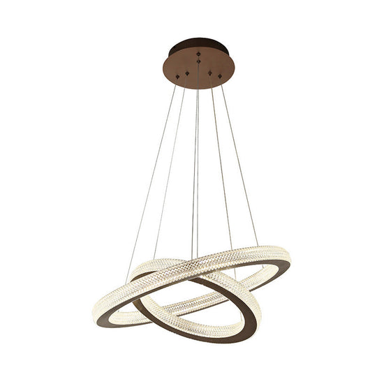 Minimalist LED Crystal Cross Chandelier - Warm/White Coffee Hanging Light Kit+