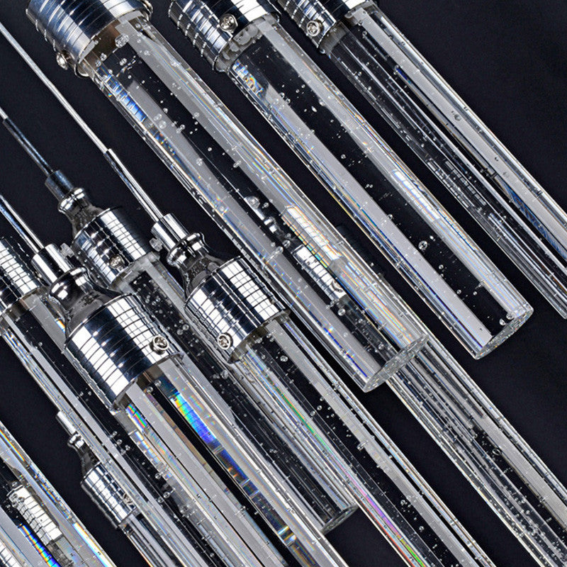 Contemporary Crystal 6-Light Pendant Ceiling Light - Chrome Finish Warm/White