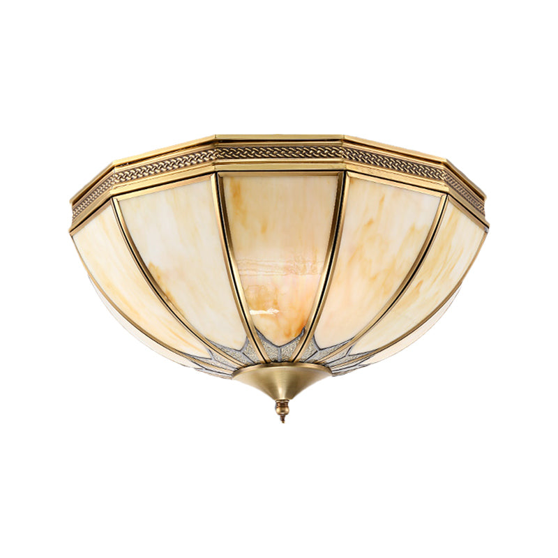 Gold Flushmount Light With 4 Lights And Frosted Glass For Bedroom Ceiling - Traditional Design