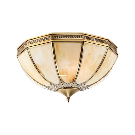 Gold Flushmount Light With 4 Lights And Frosted Glass For Bedroom Ceiling - Traditional Design