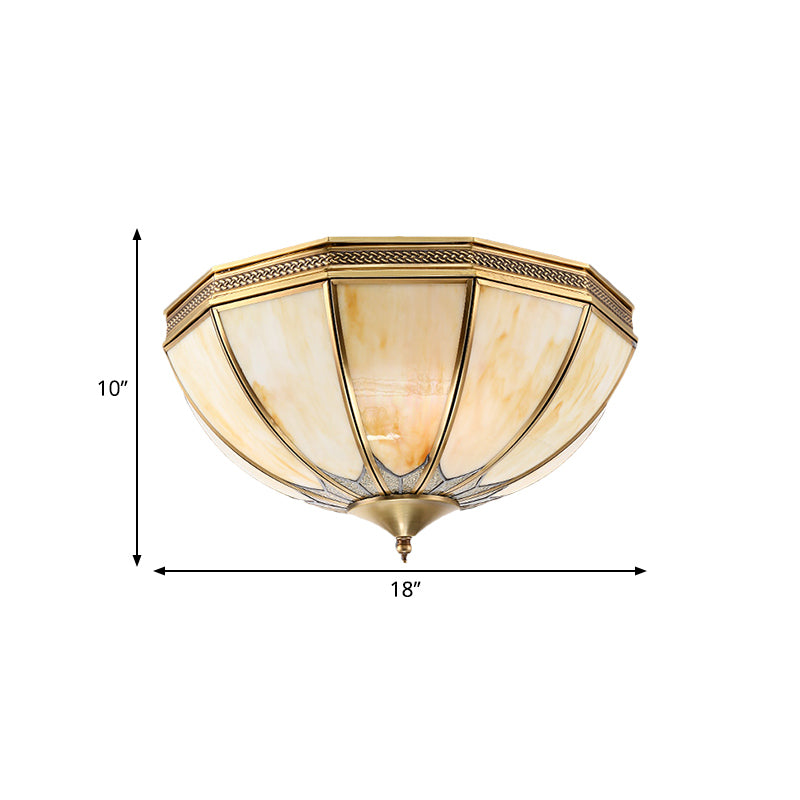 Gold 4-Light Flush Mount Ceiling Fixture – Frosted Glass, Traditional Bedroom Style