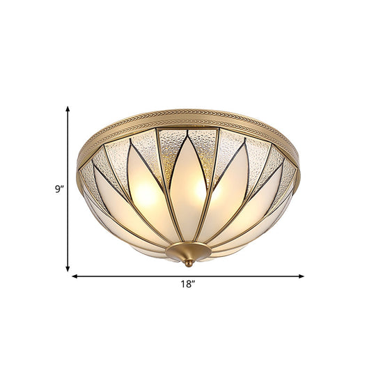 Traditional Brass Inverted Flush Mount Ceiling Light with Opal Glass – 4 Lights – Ideal for Living Room