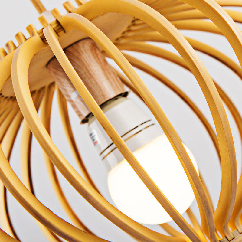 Contemporary Laser Cut Hanging Lamp - Black/Yellow, 1 Head Wood Ceiling Pendant Light for Restaurants