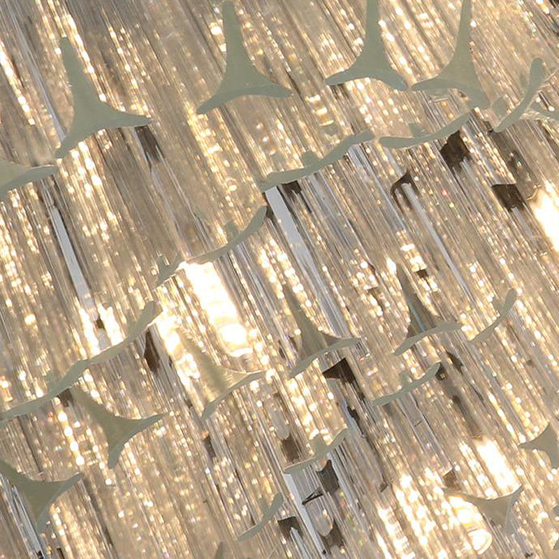 Modern Layered Chandelier Pendant Light with Crystal Bevels - 10 Bulbs in Silver