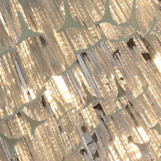 Modern Layered Chandelier Pendant Light with Crystal Bevels - 10 Bulbs in Silver