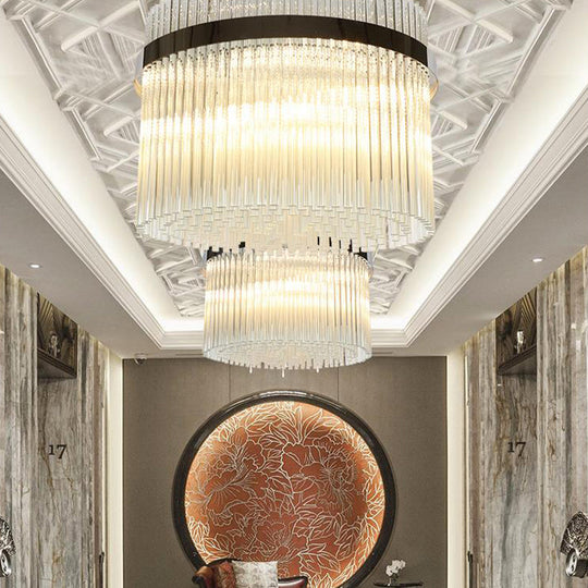 Modernist Crystal Pendant Ceiling Chandelier in Chrome - 13 Heads, Ideal for Living Room