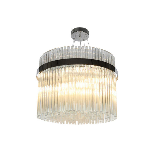 Modernist Crystal Pendant Ceiling Chandelier in Chrome - 13 Heads, Ideal for Living Room