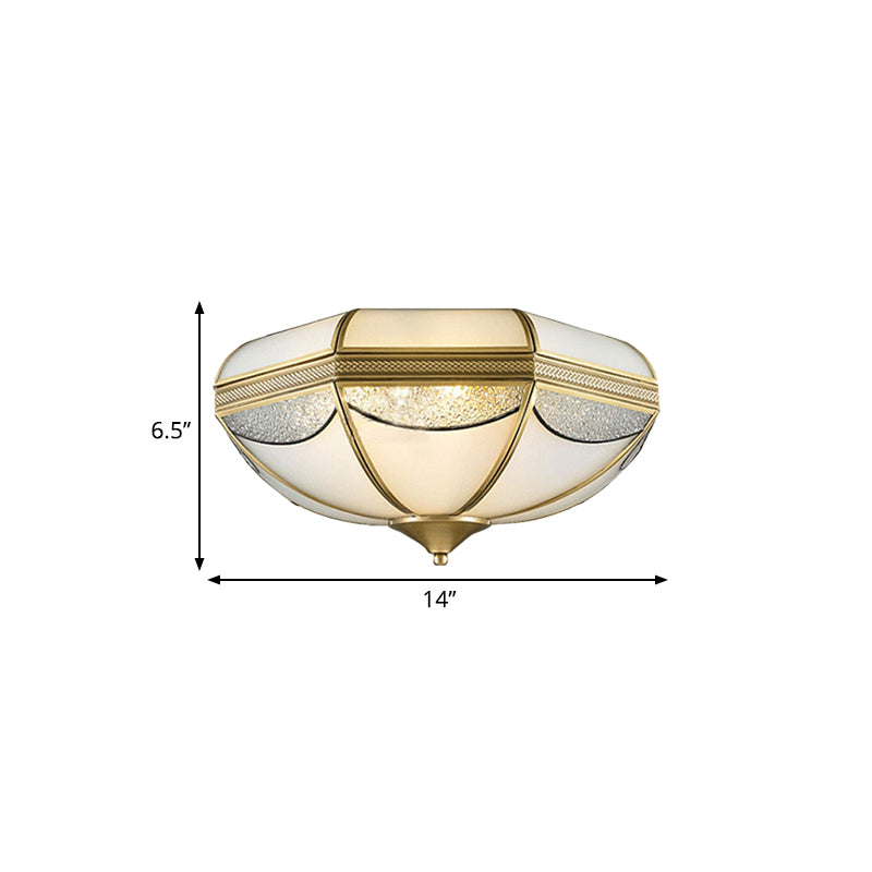 Modern Gold Flush Ceiling Light with Opal Glass and Multiple Sizes, Ideal for Bedroom - 2/3/5 Lights, 14"/18"/21.5" Wide