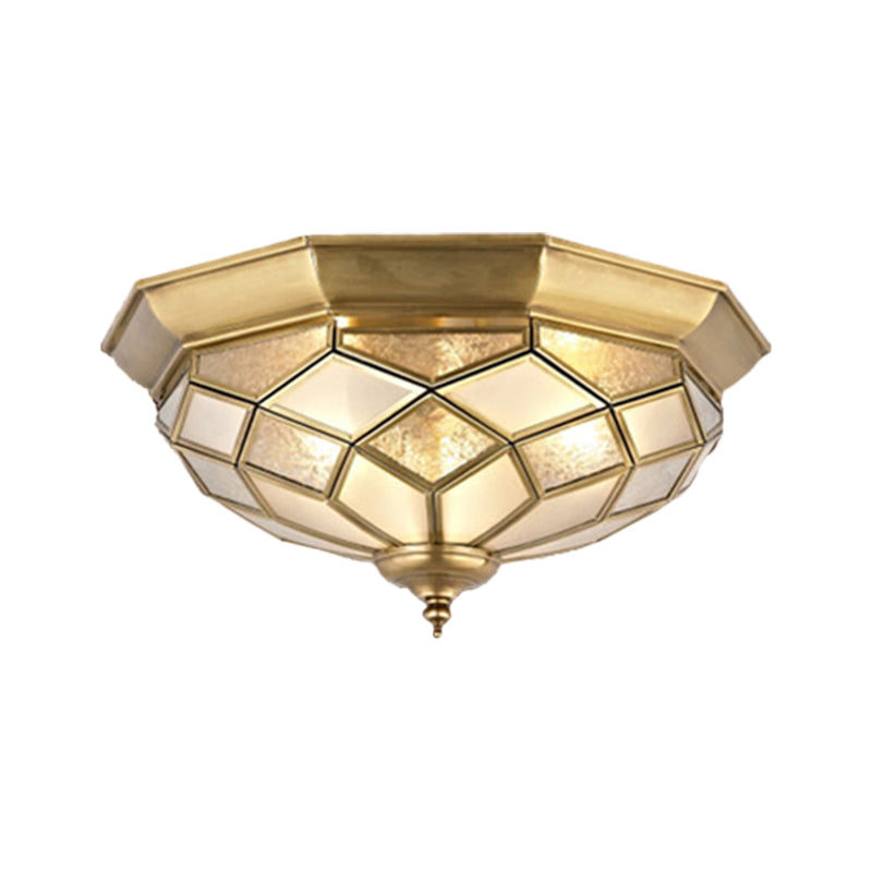 Classic Gold Flush Mount Ceiling Light with Prismatic Glass – 3/5 Lights, 18"/21.5" for Bedroom