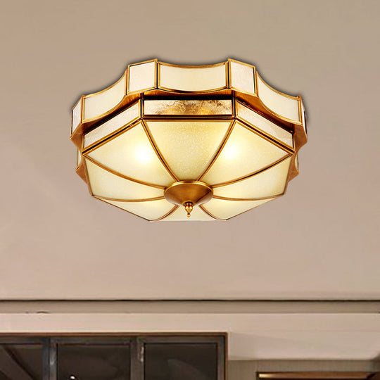 Traditional Frosted Glass Ceiling Flush Mount - Brass Finish - 14"/18"/19.5" W
