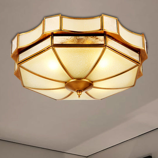 Traditional Frosted Glass Ceiling Flush Mount - Brass Finish - 14"/18"/19.5" W