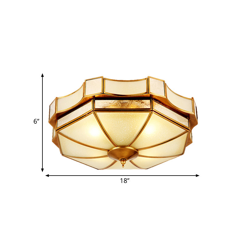 Traditional Frosted Glass Ceiling Flush Mount - Brass Finish - 14"/18"/19.5" W