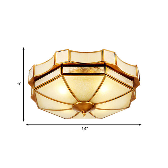 Traditional Frosted Glass Ceiling Flush Mount - Brass Finish - 14"/18"/19.5" W
