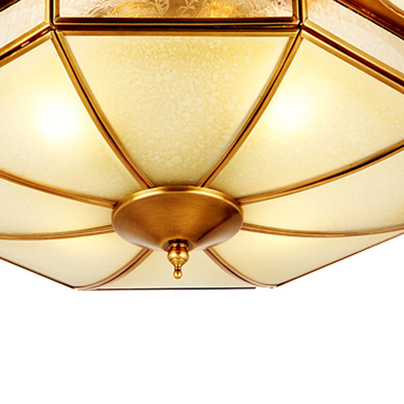 Traditional Frosted Glass Ceiling Flush Mount - Brass Finish 14/18/19.5 W