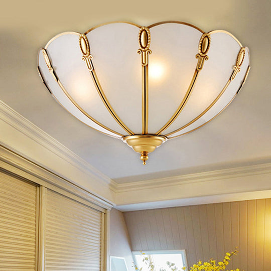 Classic Scallop Flush Mount Metal Ceiling Light Fixture in Brass for Bedroom - 17"/21" Width, 3/4 Bulbs