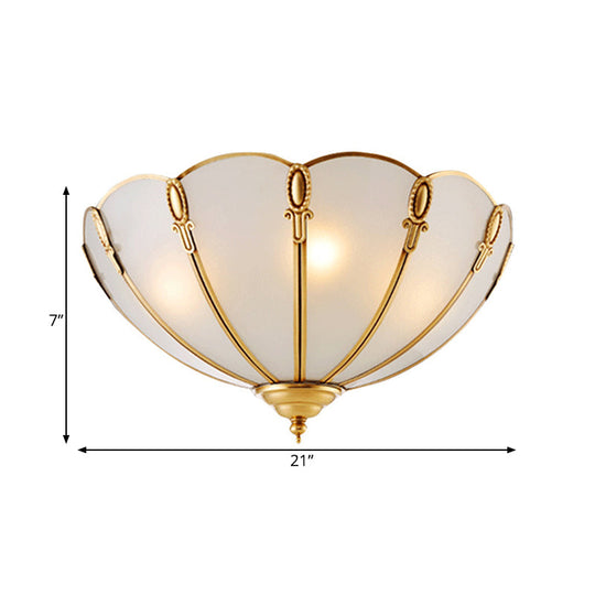 Classic Scallop Flush Mount Metal Ceiling Light Fixture in Brass for Bedroom - 17"/21" Width, 3/4 Bulbs
