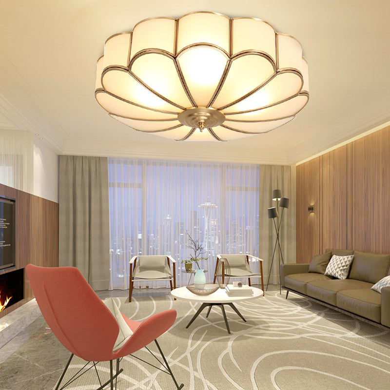Brass Scalloped Ceiling Lighting - Traditional Metal Flush Mount Light Fixture with 3/4/6 Heads - Living Room