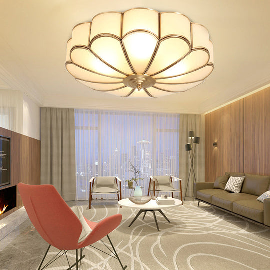 Brass Scalloped Ceiling Lighting - Traditional Metal Flush Mount Light Fixture with 3/4/6 Heads - Living Room