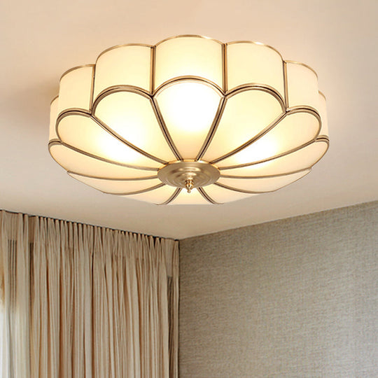 Brass Scalloped Ceiling Lighting - Traditional Metal Flush Mount Light Fixture with 3/4/6 Heads - Living Room