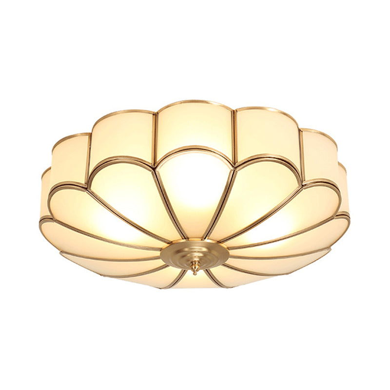 Brass Scalloped Ceiling Lighting - Traditional Metal Flush Mount Light Fixture with 3/4/6 Heads - Living Room