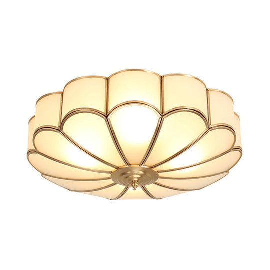 Brass Scalloped Ceiling Lighting - Traditional Metal Flush Mount Light Fixture with 3/4/6 Heads - Living Room