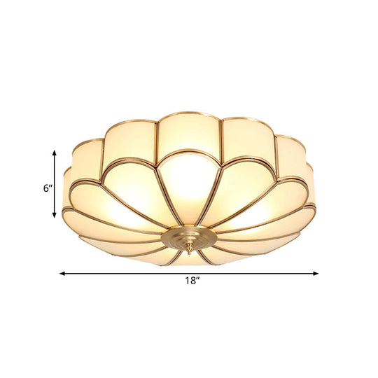 Brass Scalloped Ceiling Lighting - Traditional Metal Flush Mount Light Fixture With 3/4/6 Heads