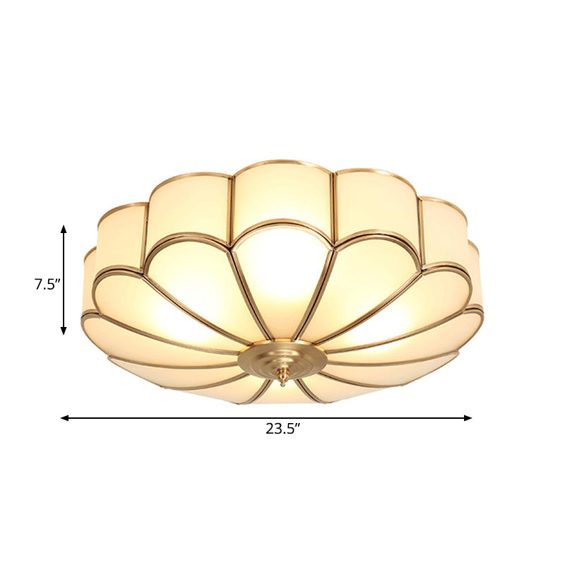 Brass Scalloped Ceiling Lighting - Traditional Metal Flush Mount Light Fixture with 3/4/6 Heads - Living Room