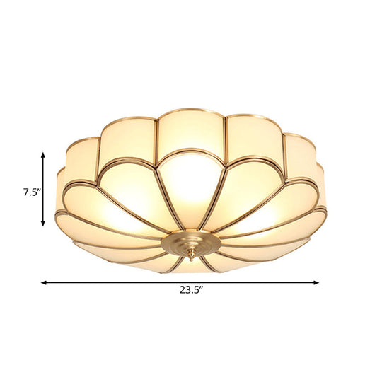Brass Scalloped Ceiling Lighting - Traditional Metal Flush Mount Light Fixture with 3/4/6 Heads - Living Room