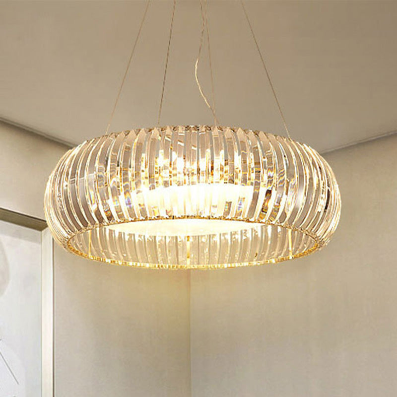 Modern Crystal Donut Chandelier Pendant Light - Gold, 6/8 Bulbs, Warm/White Light, 21.5"/25.5" Wide