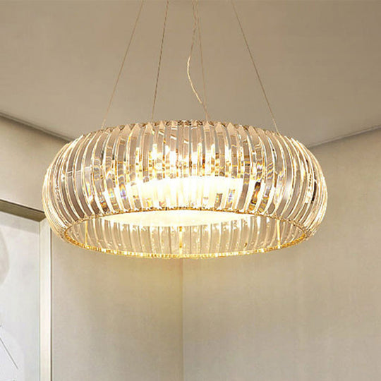 Modern Crystal Donut Chandelier Pendant Light - Gold, 6/8 Bulbs, Warm/White Light, 21.5"/25.5" Wide