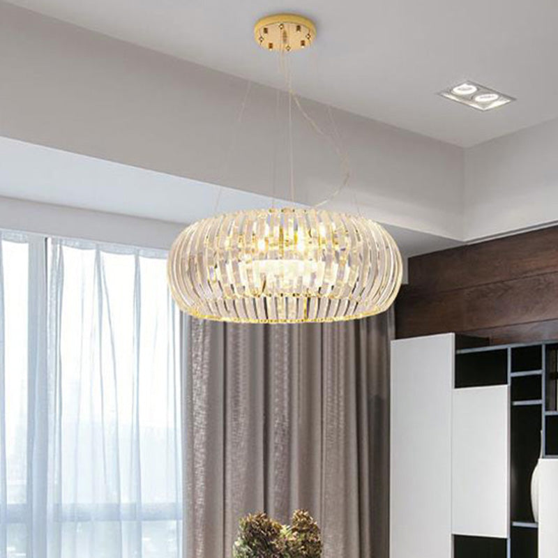 Modern Crystal Donut Chandelier Pendant Light - Gold, 6/8 Bulbs, Warm/White Light, 21.5"/25.5" Wide