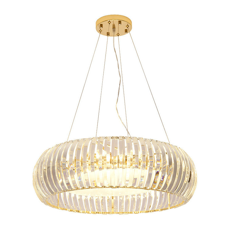 Modern Crystal Donut Chandelier Pendant Light - Gold, 6/8 Bulbs, Warm/White Light, 21.5"/25.5" Wide