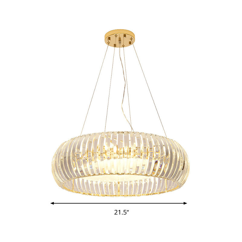 Modern Crystal Donut Chandelier Pendant Light - Gold, 6/8 Bulbs, Warm/White Light, 21.5"/25.5" Wide