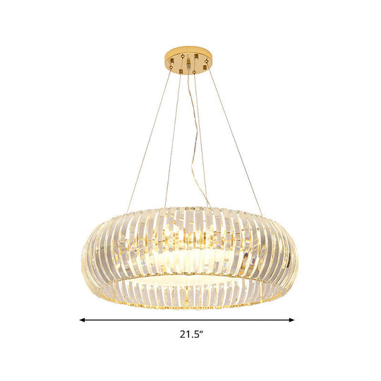 Modern Crystal Donut Chandelier Pendant Light - Gold, 6/8 Bulbs, Warm/White Light, 21.5"/25.5" Wide