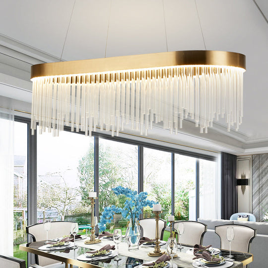 Modern Tubular Crystal Chandelier Lamp - LED Brass Pendant Light in Warm/White - 23.5"/31.5"/39" Wide