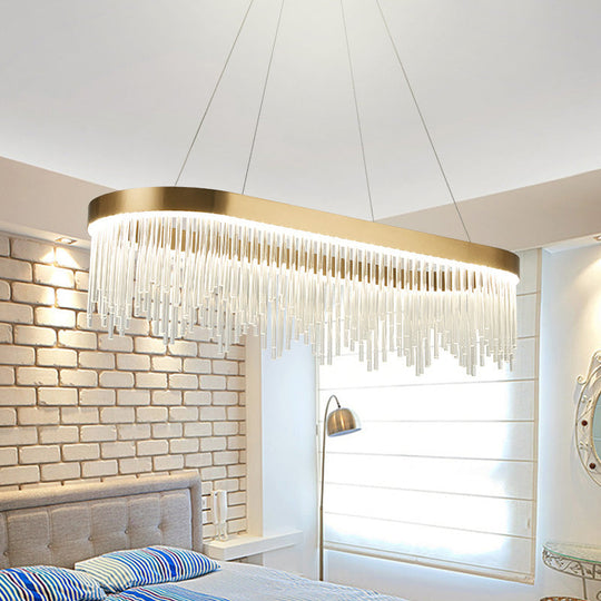 Modern Tubular Crystal Chandelier Lamp - LED Brass Pendant Light in Warm/White - 23.5"/31.5"/39" Wide