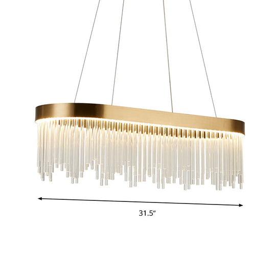 Modern Tubular Crystal Chandelier Lamp - LED Brass Pendant Light in Warm/White - 23.5"/31.5"/39" Wide