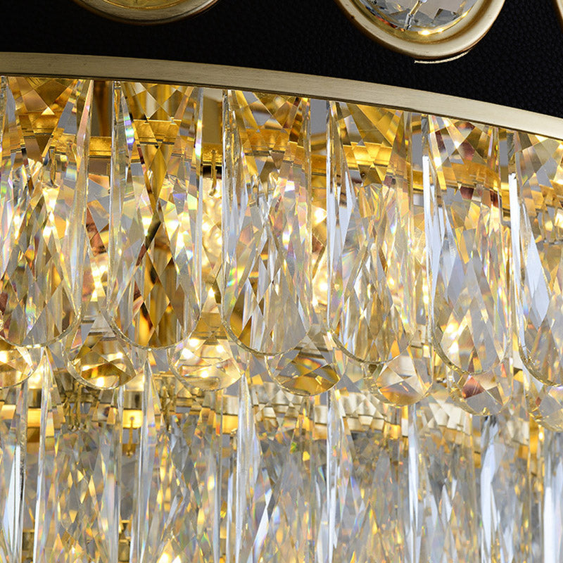 Postmodern Black And Gold Crystal Block Chandelier Lighting 3 Tiers 9/11 Heads 19.5/23.5 Wide
