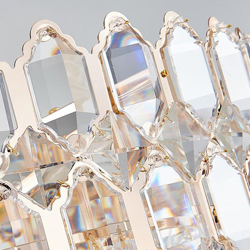 Modern Conical Pendant Lighting: K9 Crystal Chandelier, 6/8 Lights, Champagne, 16"/19.5" Wide