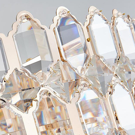 Modern Conical Pendant Lighting: K9 Crystal Chandelier, 6/8 Lights, Champagne, 16"/19.5" Wide