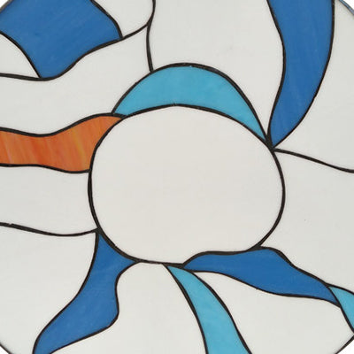 Stained Glass Flush Mount Ceiling Light in Modern Style - 16"/19.5" White Drum Shade for Living Room