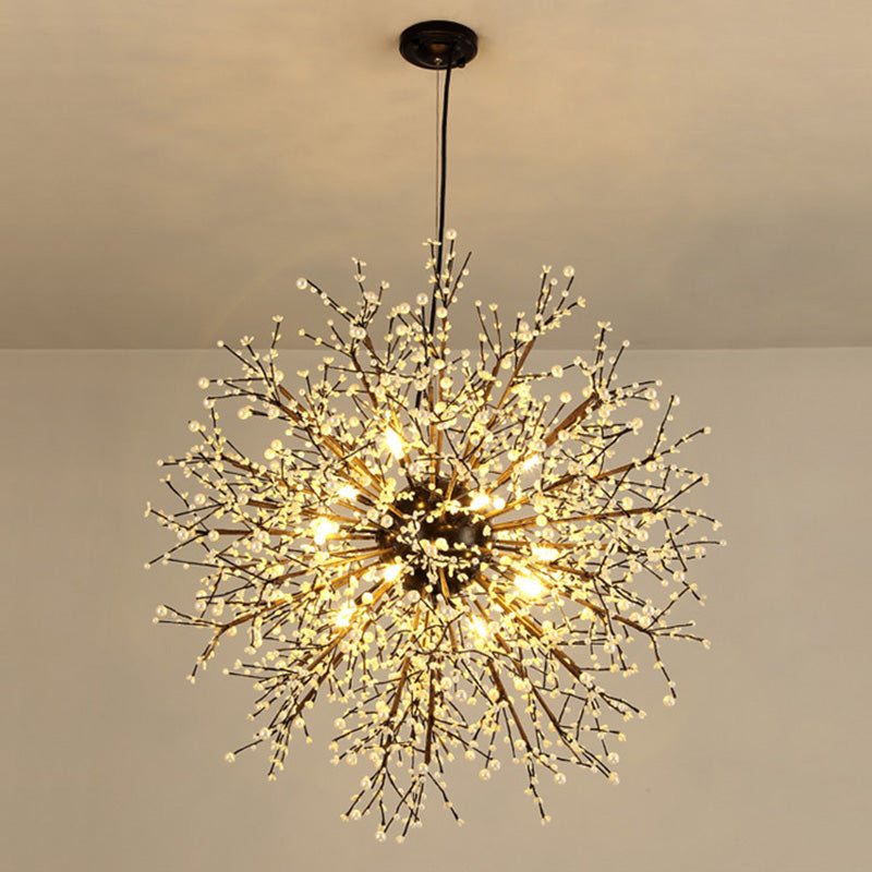 Modern Crystal Starburst Chandelier: 23.5"/31.5" Wide, 8/12 Lights, White/Red and Green
