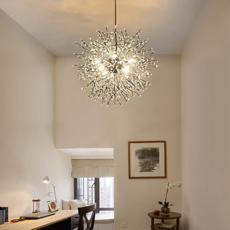 Modern Crystal Starburst Chandelier: 23.5"/31.5" Wide, 8/12 Lights, White/Red and Green