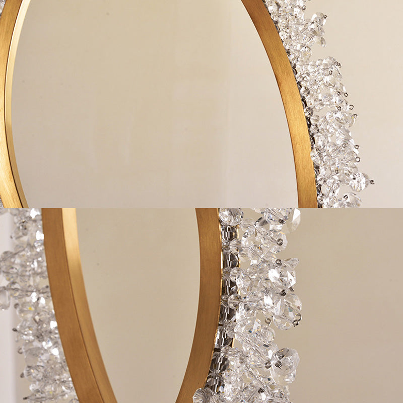 Modern Gold Loop Crystal Pendant Chandelier LED Hanging Lamp Kit with Three Width Options - Warm, White, Natural Light