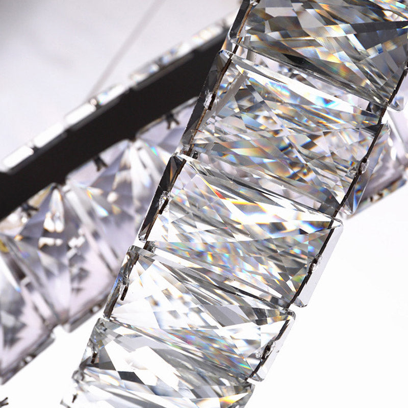 Stainless-Steel LED Ceiling Chandelier: Crystal Block Five-Pointed Star Hanging Light, Warm/White/3 Color Options