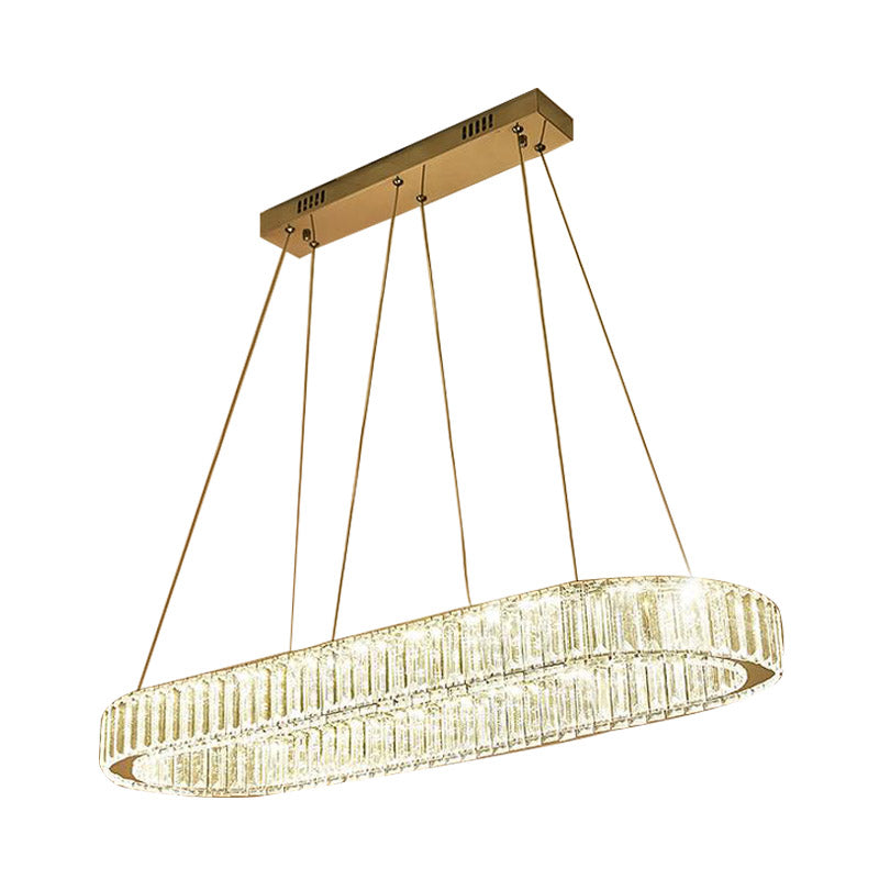 Modern Chrome Oval LED Chandelier Pendant Light - Wide 27.5"/35.5" Fixture