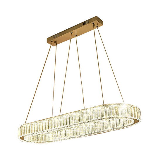 Modern Chrome Oval LED Chandelier Pendant Light - Wide 27.5"/35.5" Fixture