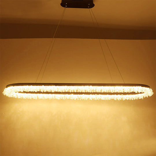 Brown Oval Crystal LED Chandelier Light Fixture with Suspension for Contemporary Lighting in Warm/White/Natural Light